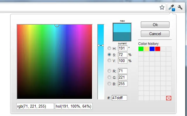 ColorZilla extension screenshot
