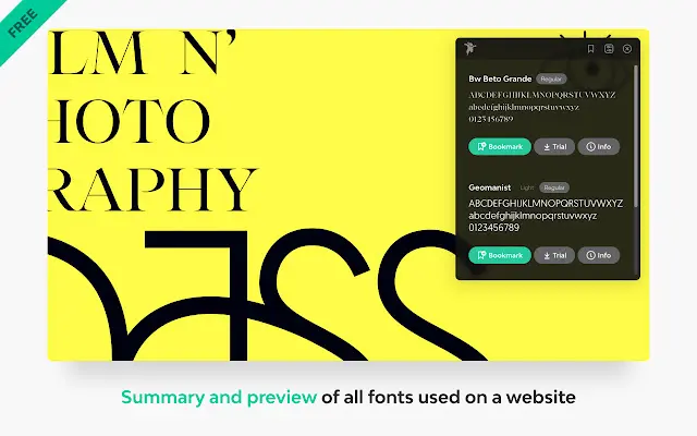 Fonts Ninja extension screenshot