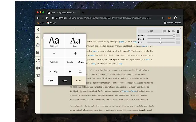 ReaderView extension screenshot