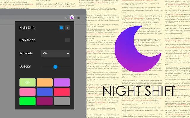 Night Shift Redux extension screenshot